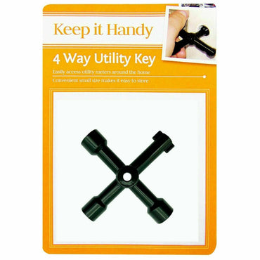 4 Way Utility Key Plumbing Radiator Bleed Gas Electric Meter Stop Cock Tap Metal - ZYBUX